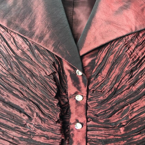 Vintage Cachet Cocktail Jacket Women's Size 16 Cranberry Rhinestone Buttons - Picture 12 of 12